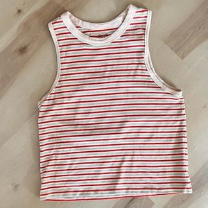 Red, Cream and Aqua Striped Madewell Tanktop Size Small